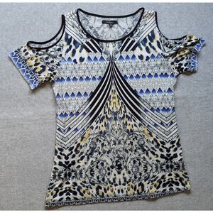 Calessa Women Top Large Cold Shoulder Wearable‎ Art Animal Baroque Tunic Soft